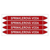 Značení potrubí, sprinklerová voda,4 ks, 250 × 26 mm